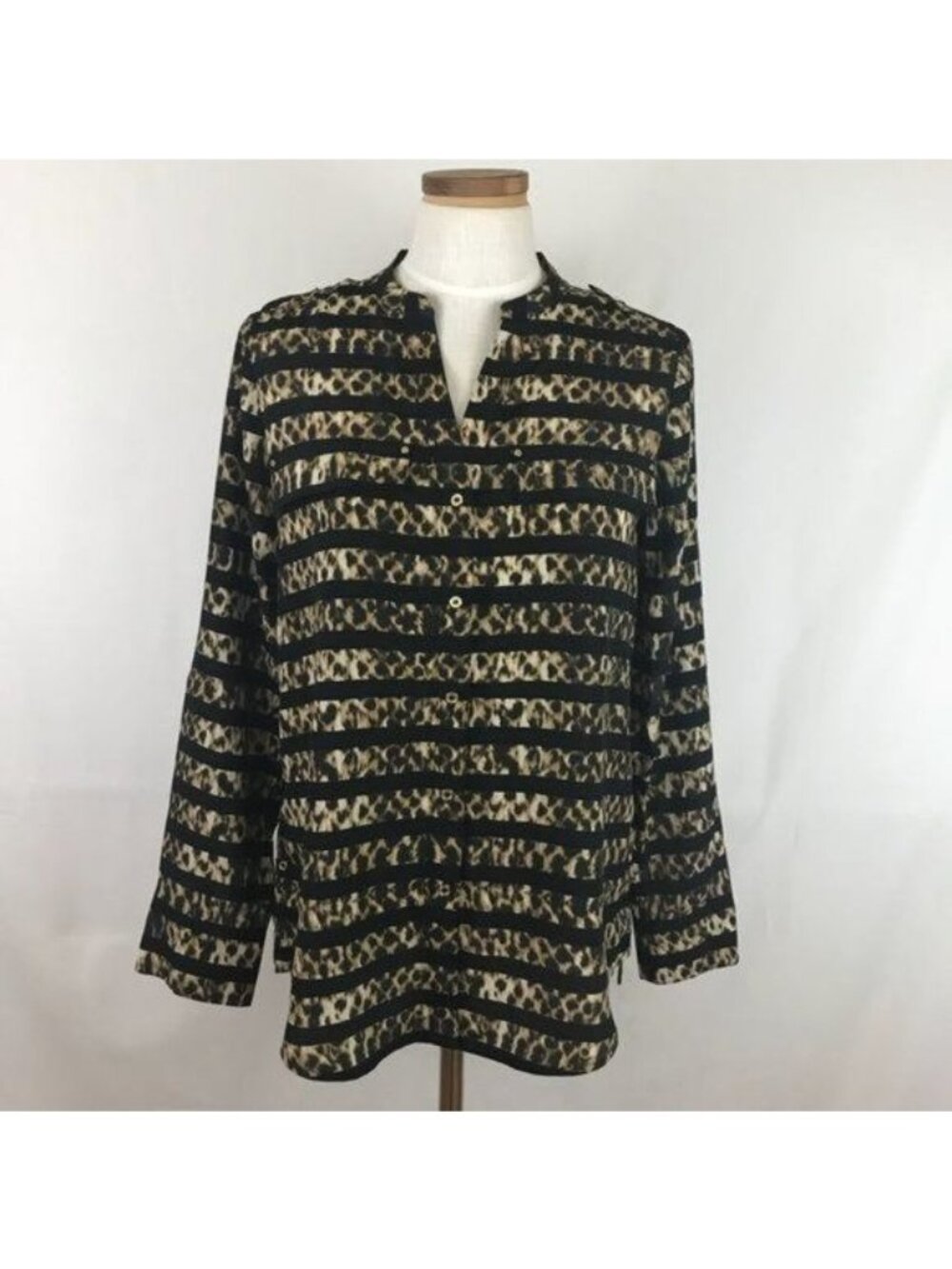 NWT Calvin Klein Stripped Animal Leopard Print Blouse Sz S